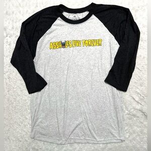 NWOT- ASSHOLES LIVE FOREVER Batman Graphic Raglan T-Shirt